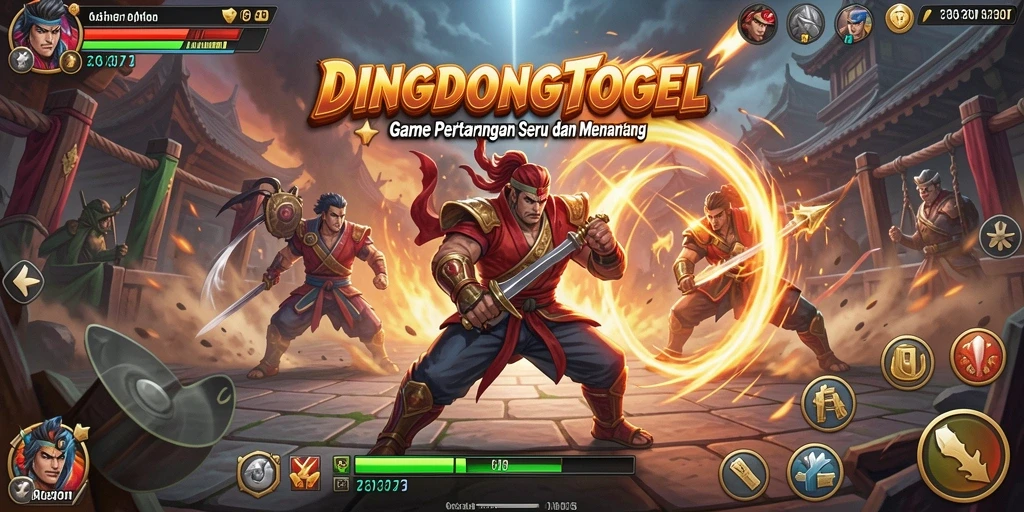 Screenshot DINGDONGTOGEL menunjukkan pertarungan epik antara karakter.
