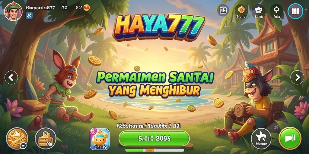 Tampilan gameplay HAYA777 yang ceria dan penuh warna.