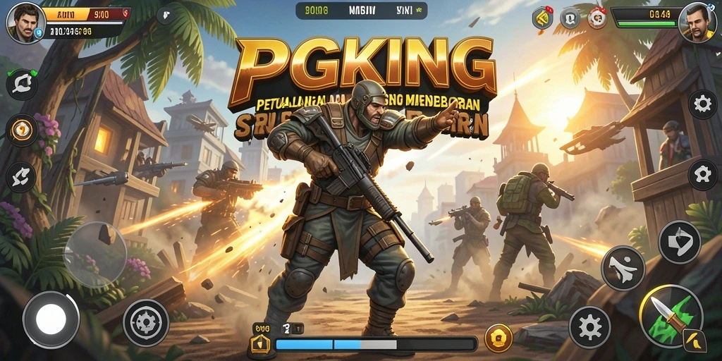 Screenshot PGKING menampilkan aksi pertempuran yang mendebarkan.
