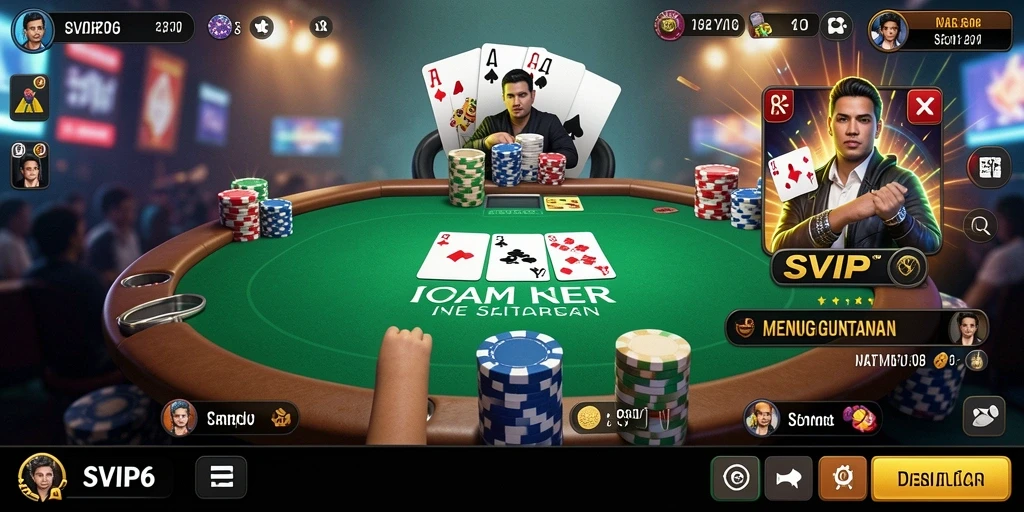 Tampilan gameplay poker yang mendebarkan di SVIP6.