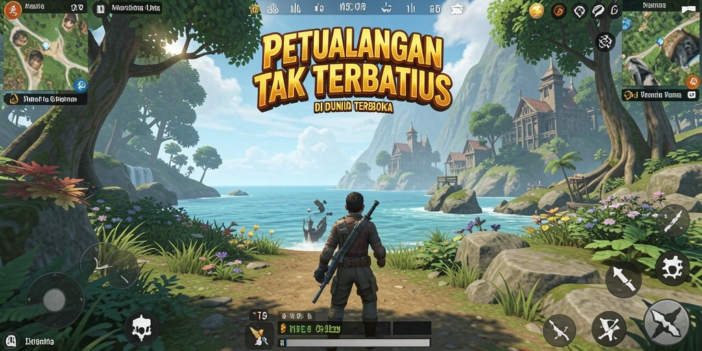 Tampilan menakjubkan dari dunia terbuka T6 saat menjalani petualangan.