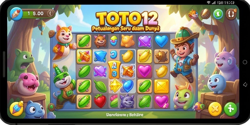 Screenshot gameplay TOTO12 yang seru dan penuh warna.